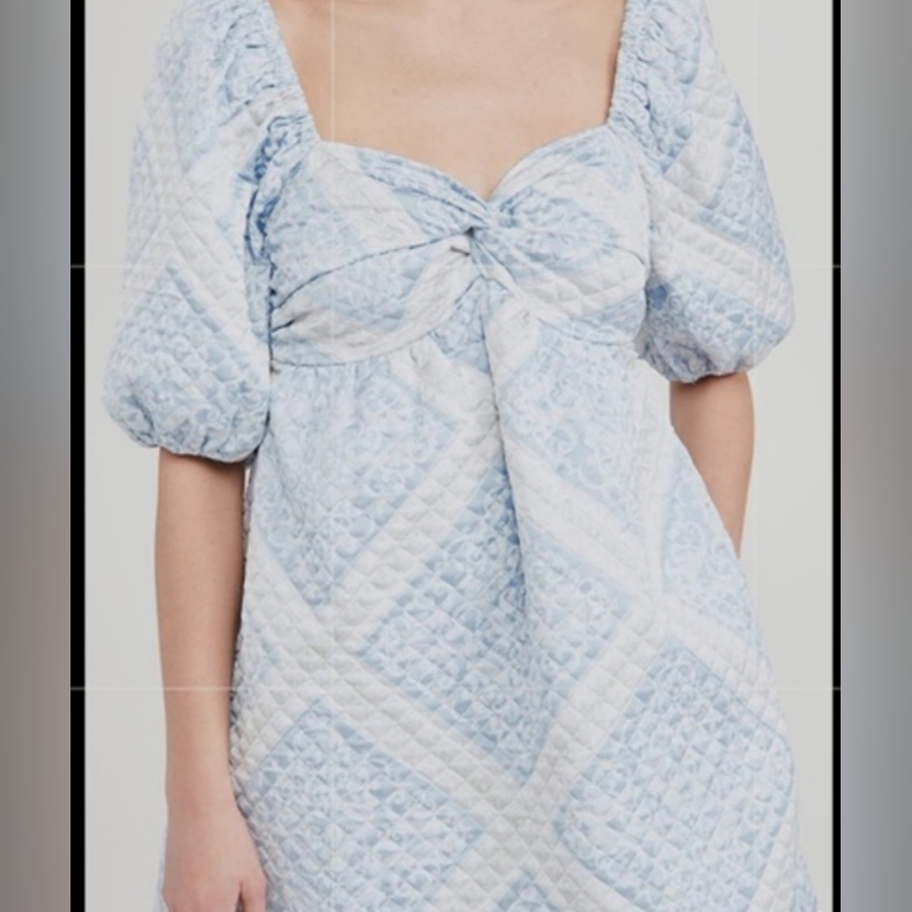 En Saison Elegant Blue Puff Sleeve Dress - Picture 5 of 8